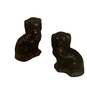 Rare Pair Of Jackfield Style Staffordshire Dog Figurines, 8” H